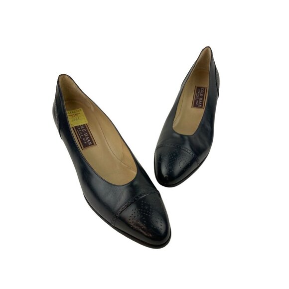 *Vintage Cole Haan Tensile Air Cap Toe Pumps Size 10AA Blue Classic Navy Italy - Picture 14 of 16